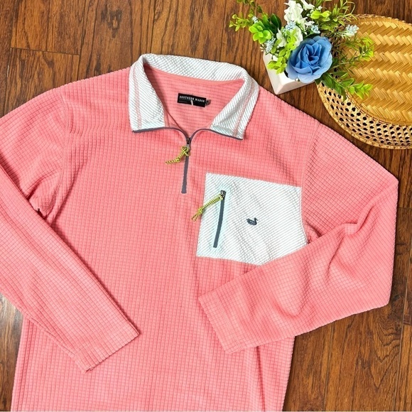 Southern Marsh Pink and Blue Pull Over Sweatshirt Popover 1/2 Zip Size XS - Picture 11 of 16